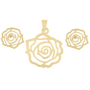 نیم ست طلا 18 عیار زنانه مدل گل کد gh6354